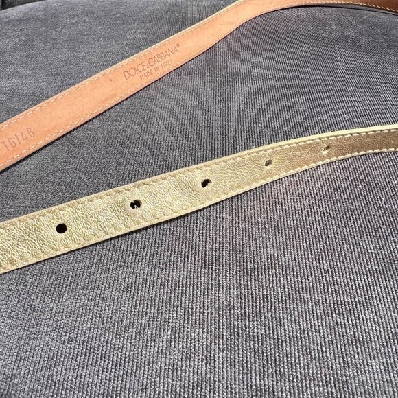 Dolce & Gabbana Tie-End Soft Skinny Belt – TG/46 – Gold - Picture 6 of 7